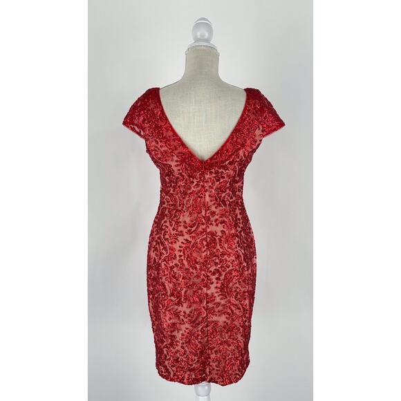 Calvin Klein Short Sleeve Sequin Sheath Cocktail Dress Womens Size 6 Red - Picture 5 of 9